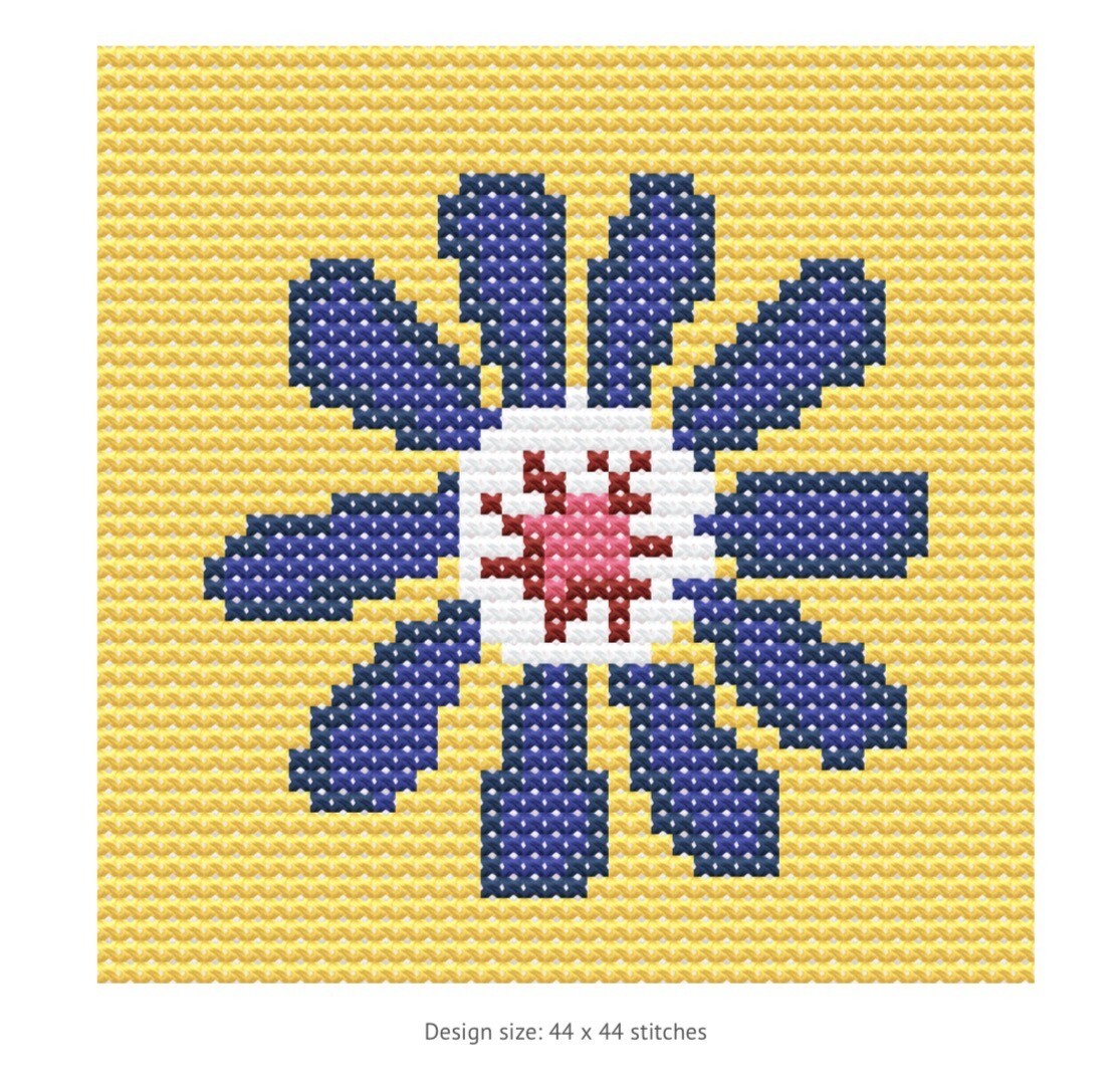 Cross stitch image of Blue Cornflower mini pattern