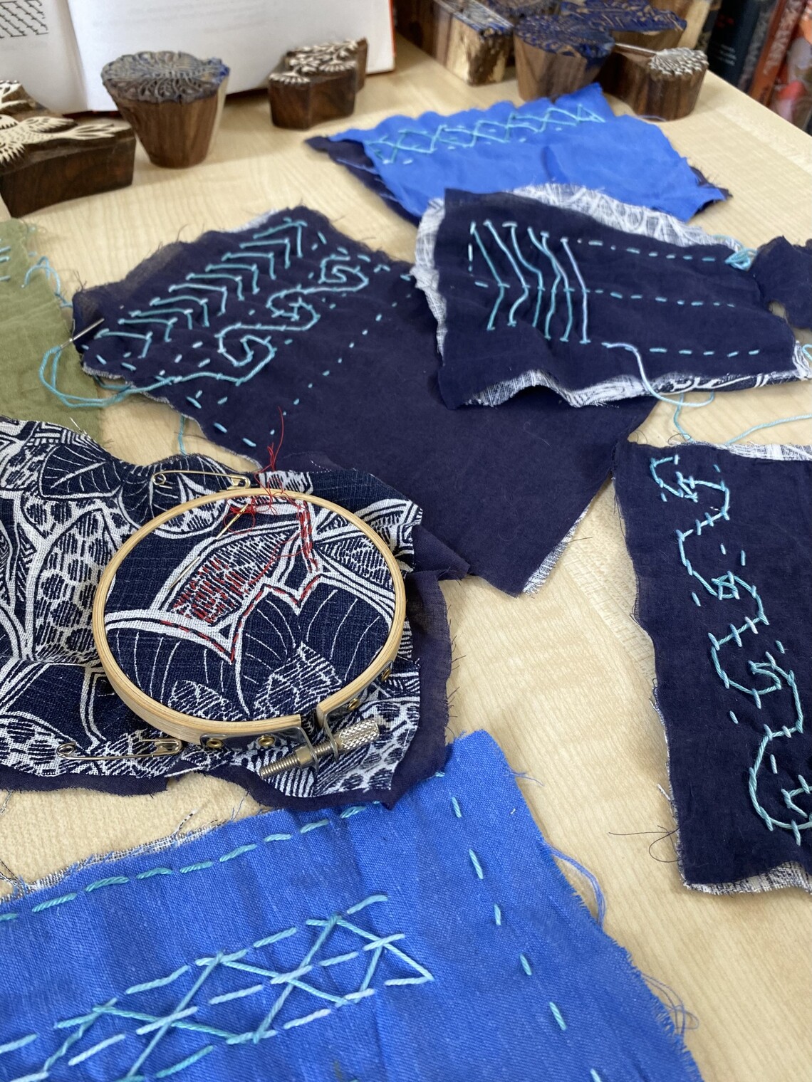 display of embroidery samples