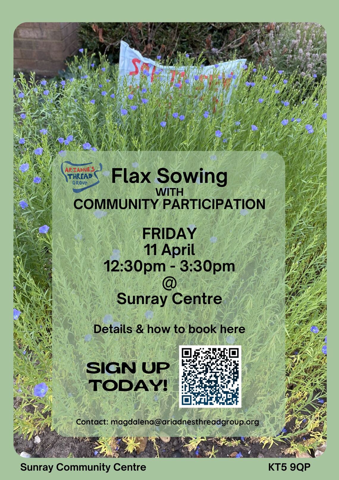 poster for community flax sowing 2025